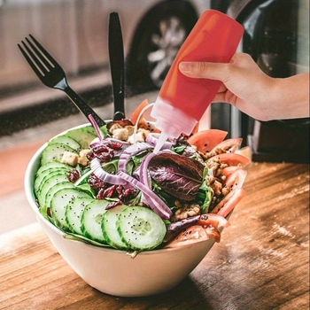 Пластмасова бутилка за сос за салати със заострен нос, PE, обем 240–500 ml, с печатно лого