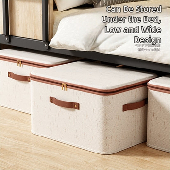 Κουτί αποθήκευσης με φερμουάρ, πτυσσόμενο, 42 L, ύφασμα Τιάνσαν από βαμβάκι και λινό, με καπάκι, φορητό, ανθεκτικό στη σκόνη και στην υγρασία