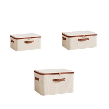 Κουτί αποθήκευσης με φερμουάρ, πτυσσόμενο, 42 L, ύφασμα Τιάνσαν από βαμβάκι και λινό, με καπάκι, φορητό, ανθεκτικό στη σκόνη και στην υγρασία