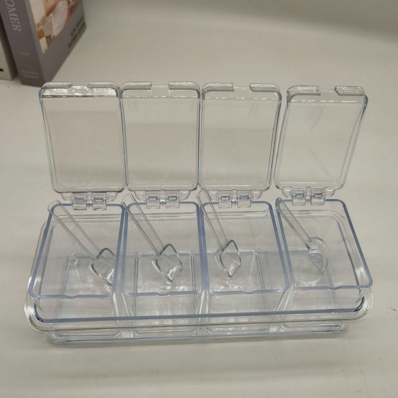 Namų virtuvės prieskonių dėžutė, skaidrus plastikinis indas lipnioms prieskonėms, šiuolaikinis minimalistinis dizainas, išleidimas 2024