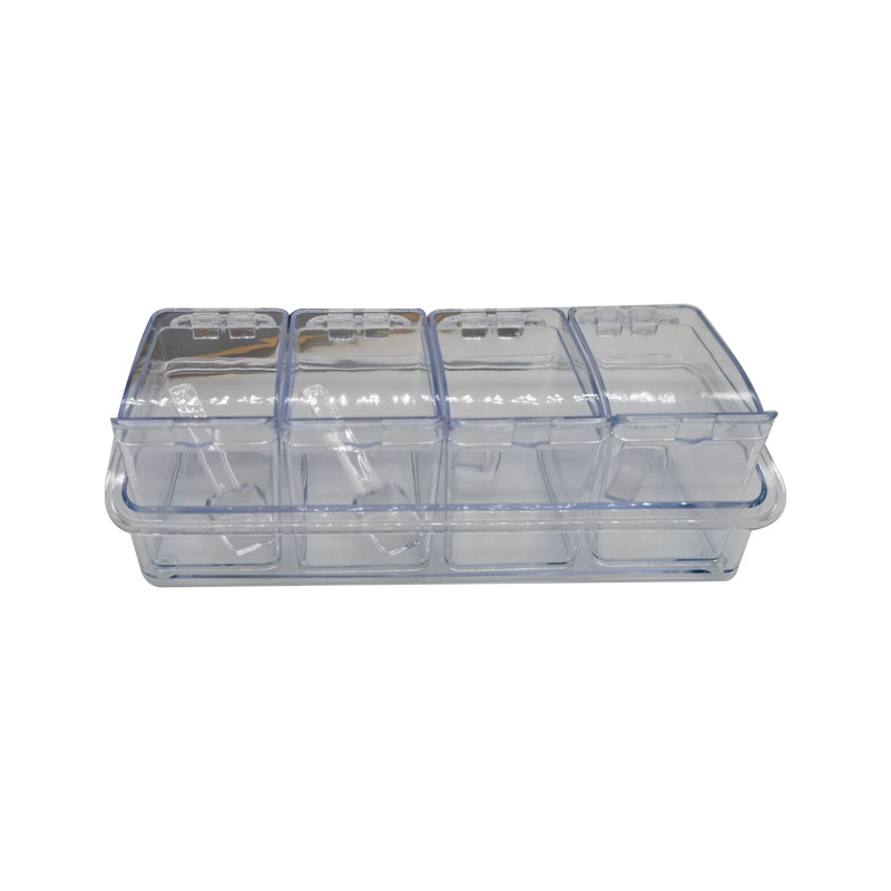 Namų virtuvės prieskonių dėžutė, skaidrus plastikinis indas lipnioms prieskonėms, šiuolaikinis minimalistinis dizainas, išleidimas 2024