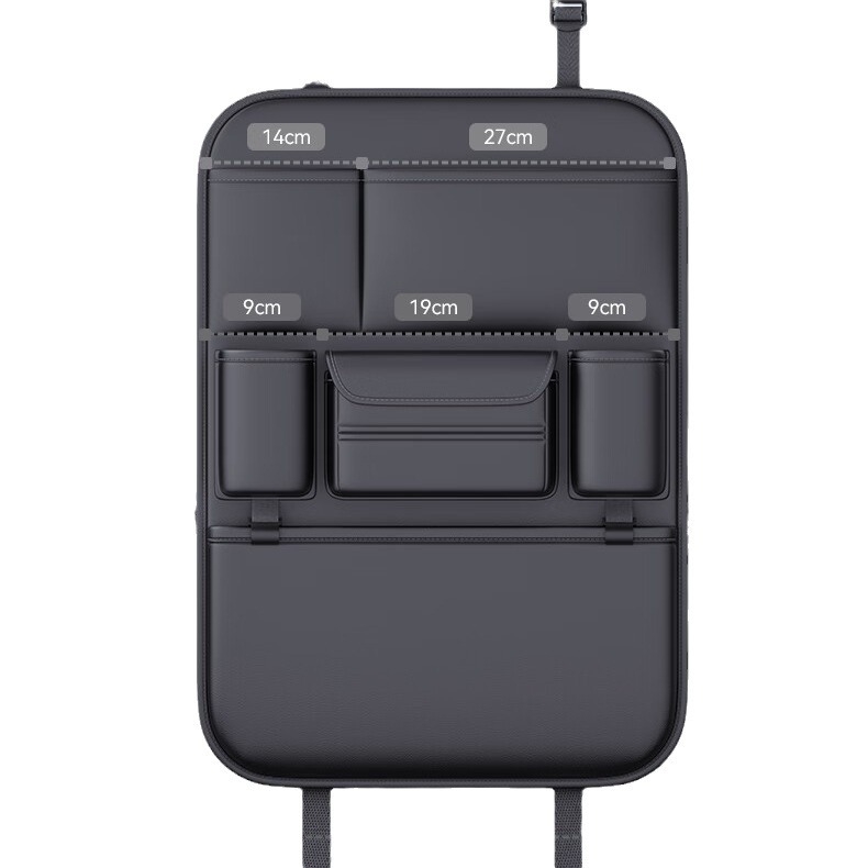 Autóülés hátsó tároló táska, bőrből, vízálló, akasztós kivitel, univerzális kompatibilitás, logó nyomtatás