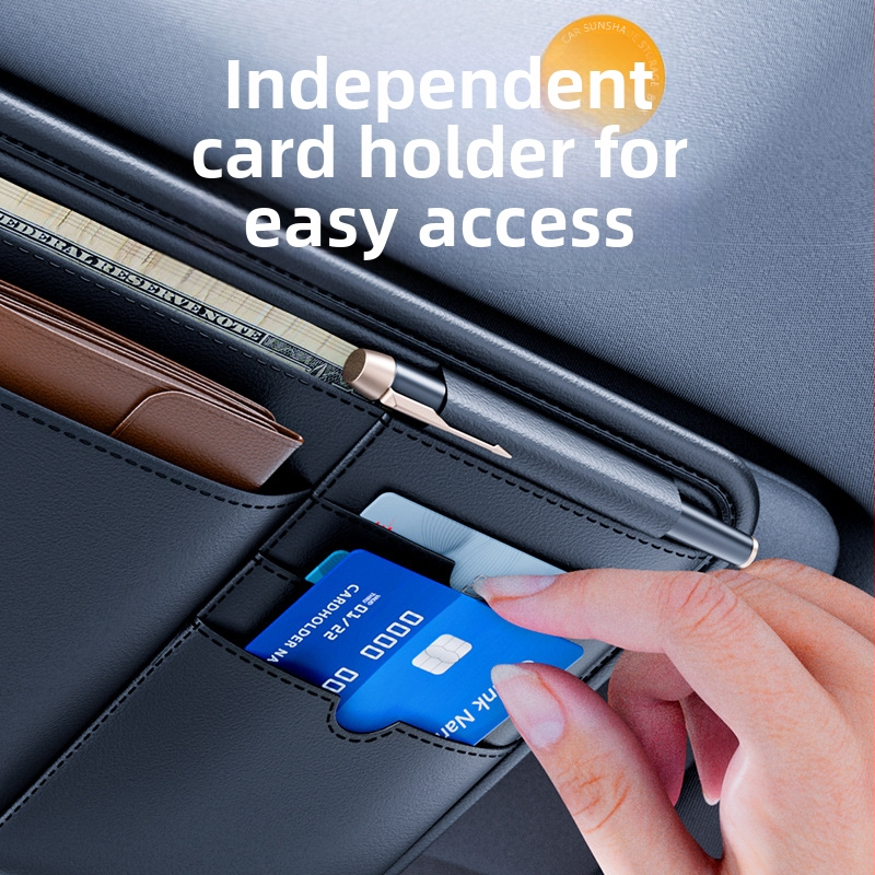 Cabron автомобилен органайзер за слънnichев визьор на колата с клип за очила, държач за билети и удостоверения (PVC)