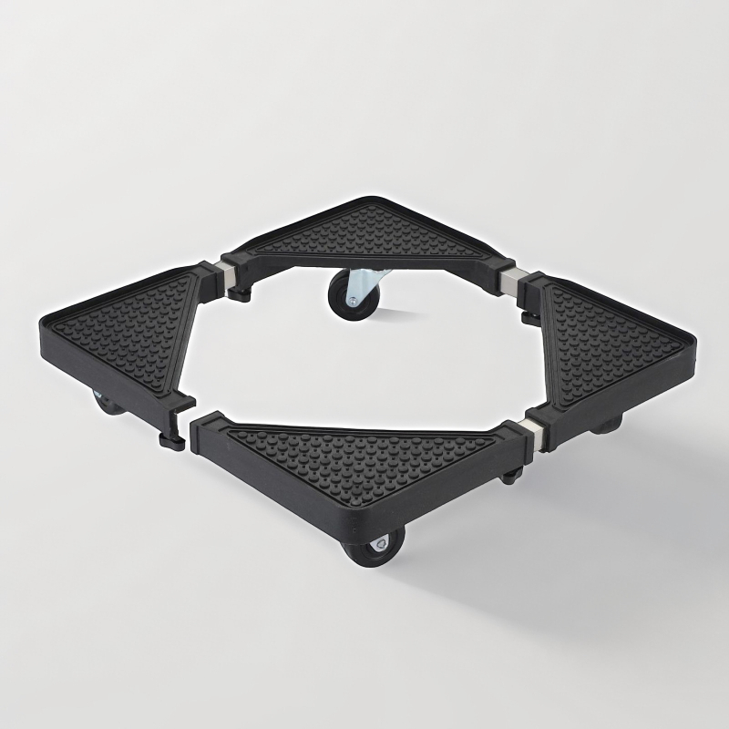 Atbalsts ledusskapim un veļasmazgājamai, universāls pārvietojams teleskopiskais stiprinājums ar bremžu ratiem, nerūsējošs tērauds, 1 līmenis, piemērots dzīvojamai istabai un virtuvei