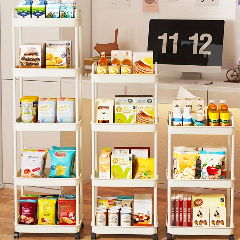 Πολυεπίπερο ράφι αποθήκευσης βιβλίών με ροδάκια, πλαστικό, μοντέλο 2024022701, 2-5 στρώσεις, πολυλειτουργικό