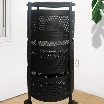 Μεταλλικός δάπεδο περιστρεφόμενος αποθηκευτικός ράφι, 4 επιπέδων, κατάλληλος για κουζίνα, υπνοδωμάτιο, μπάνιο και σαλόνι