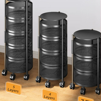 Μεταλλικός δάπεδο περιστρεφόμενος αποθηκευτικός ράφι, 4 επιπέδων, κατάλληλος για κουζίνα, υπνοδωμάτιο, μπάνιο και σαλόνι