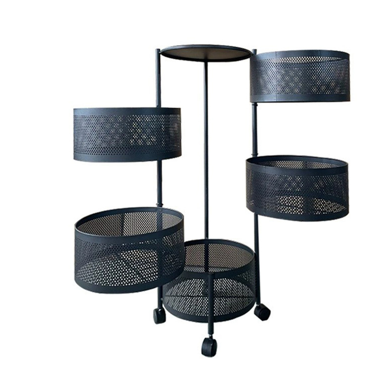 Négyrétegű, padlón álló forgó acél tároló, ideális a konyhához és az otthonhoz