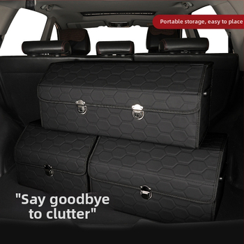 Δερμάτινος οργανωτής πορτ-μπαγκάζ, διπλωτό κουτί αποθήκευσης με λαβή, αντίσταση στην πίεση, προσαρμόσιμο