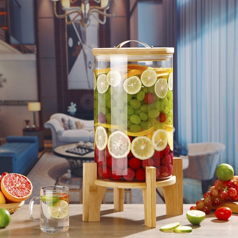 Stiklinė saugyklos indas su čiaupu – atspari aukštoms temperatūroms, tinkama vynui ir gėrimams, namų naudojimui, užsandarintas indas, 6 vnt