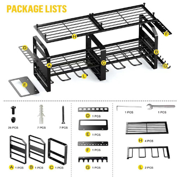 Yaoheng Τοίχο-Τοποθετημένο Ράφι για Ηλεκτρικά Δράπανα, Βαρύ Φορτίο Αποθήκευση Εργαλείων Γκαράζ