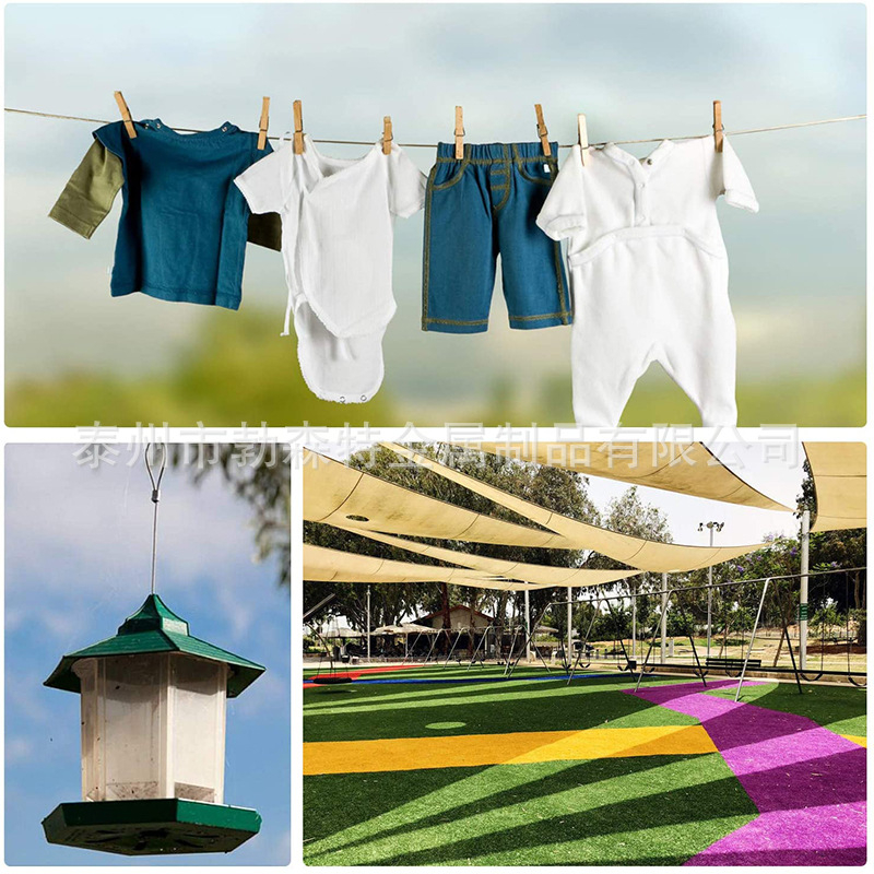 Kit de suspensie din cablu de oțel inoxidabil cu PVC (Bircant), cu cârlige și dispozitive de tensionare a frânghiei