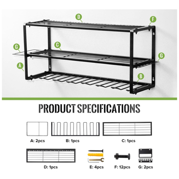 Szerszámtároló 4 rétegű, 7 fúrótartóval, szénacélból, egyszerű és modern dizájn, asztali tároló