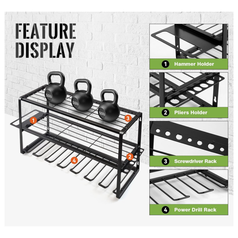 Szerszámtároló 4 rétegű, 7 fúrótartóval, szénacélból, egyszerű és modern dizájn, asztali tároló