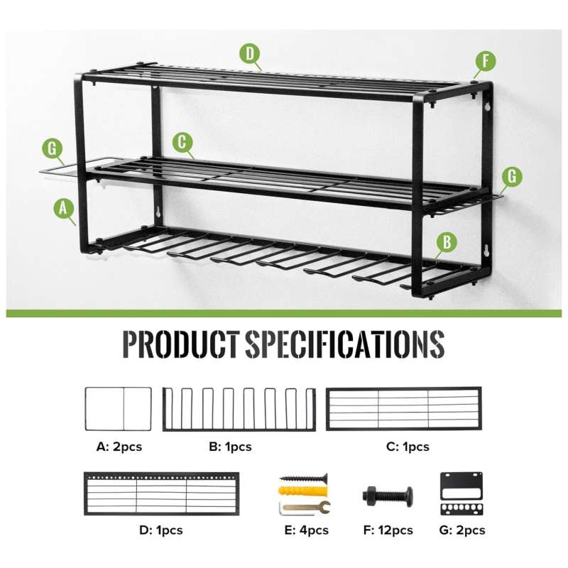 Szerszámtároló 4 rétegű, 7 fúrótartóval, szénacélból, egyszerű és modern dizájn, asztali tároló