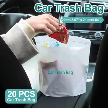 Automobilio šiukšlių maišelis, savarankiškai stovintis, vienkartinis, PE, plokščios burnos, 20 vnt dėžutėje