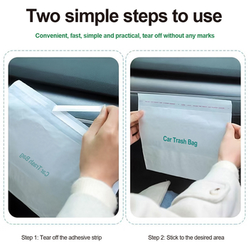 Automobilio šiukšlių maišelis, savarankiškai stovintis, vienkartinis, PE, plokščios burnos, 20 vnt dėžutėje