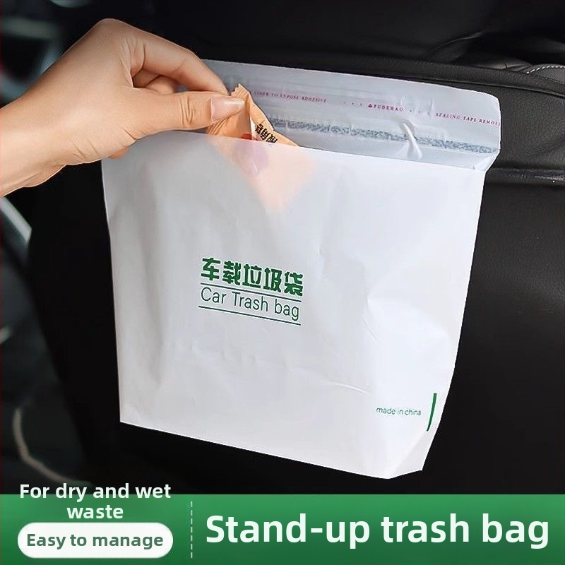 Automobilio šiukšlių maišelis, savarankiškai stovintis, vienkartinis, PE, plokščios burnos, 20 vnt dėžutėje