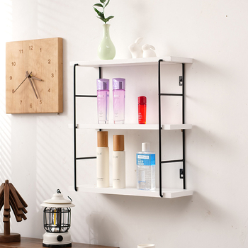 Ράφι τοίχου τριών επιπέδων σε ιαπωνικό στυλ από ξύλο/μπαμπού, στερεώνεται με βίδες, για αποθήκευση σε κουζίνα, υπνοδωμάτιο και μπάνιο