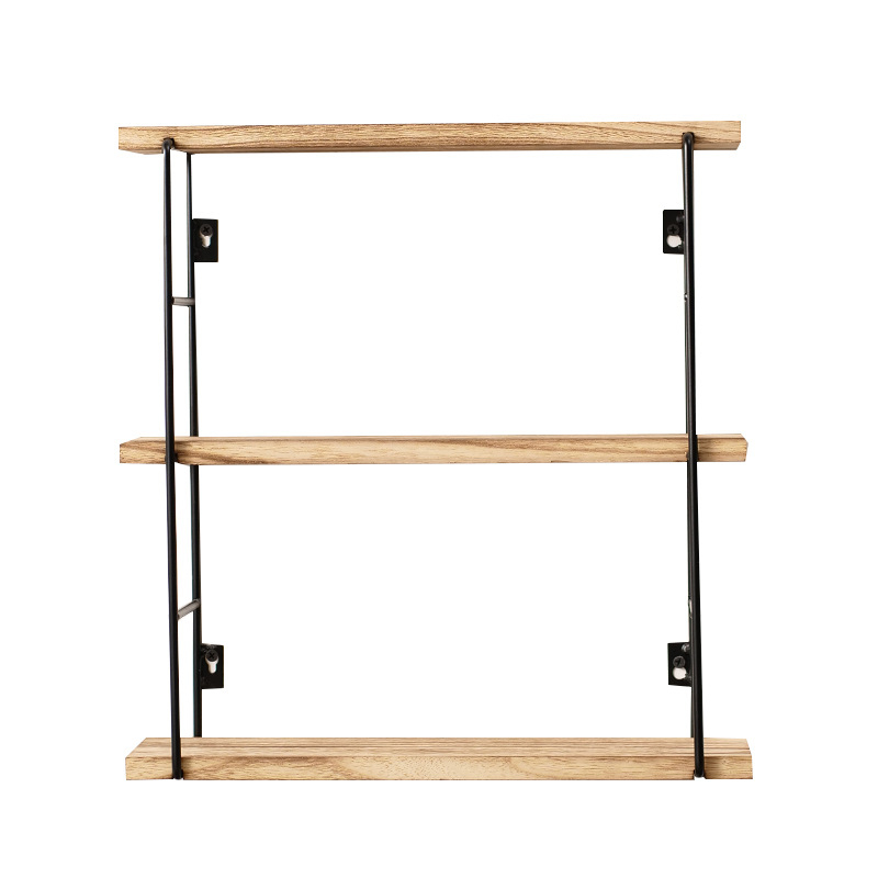 3-rétegű falra szerelhető polc, japán stílusú, fa/bambusz anyagból, csavaros szereléssel, konyha, hálószoba és fürdőszoba tárolására