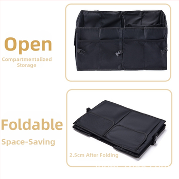 Κουτί αποθήκευσης πορτ-μπαγκάζ αυτοκινήτου με πτυσσόμενους διαχωριστές, προσαρμόσιμο, κατάλληλο για όλα τα μοντέλα, Oxford ύφασμα, εκτύπωση λογότυπου