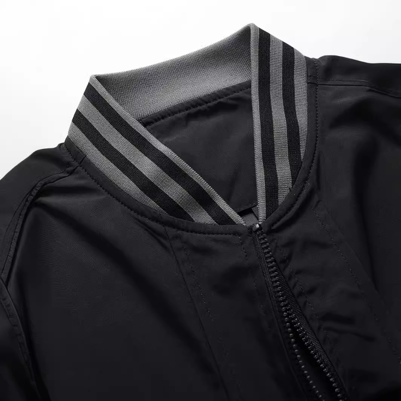 Ανδρικό μπουφάν από πολυεστέρα με σταθερό γιακά, μακριά μανίκια, φερμουάρ, τετραετές εξωτερικό, τσέπες