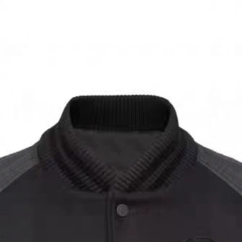 Μπουφάν μπόμπερ – αμερικανικού στιλ, ρετρό, μάλλινο ύφασμα με κεντήματα και PU λεπτομέρειες