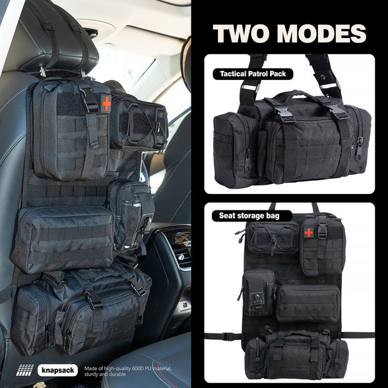 Autóülés hátsó tárolótáska, függő típusú, univerzális, 1000D Oxford anyag, nagy kapacitás
