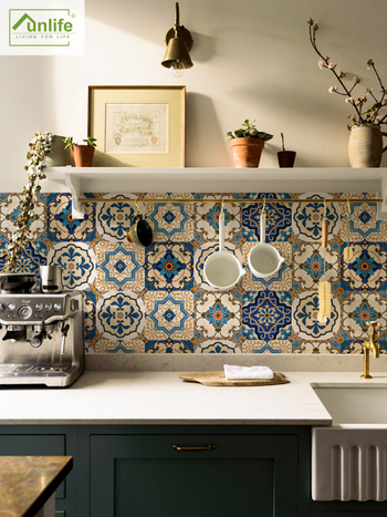 Funlife марокански стил геометричен PVC водоустойчив стенен стикер – плосък дизайн за дневна, спалня, кухня и баня, 5+ панели