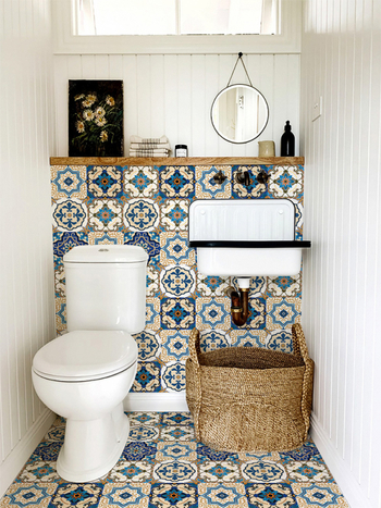 Funlife γεωμετρικό αυτοκόλλητο τοίχου σε μαροκινό στυλ από PVC, αδιάβροχο, επίπεδη σχεδίαση – για σαλόνι, υπνοδωμάτιο, κουζίνα και μπάνιο, 5+ πάνελ