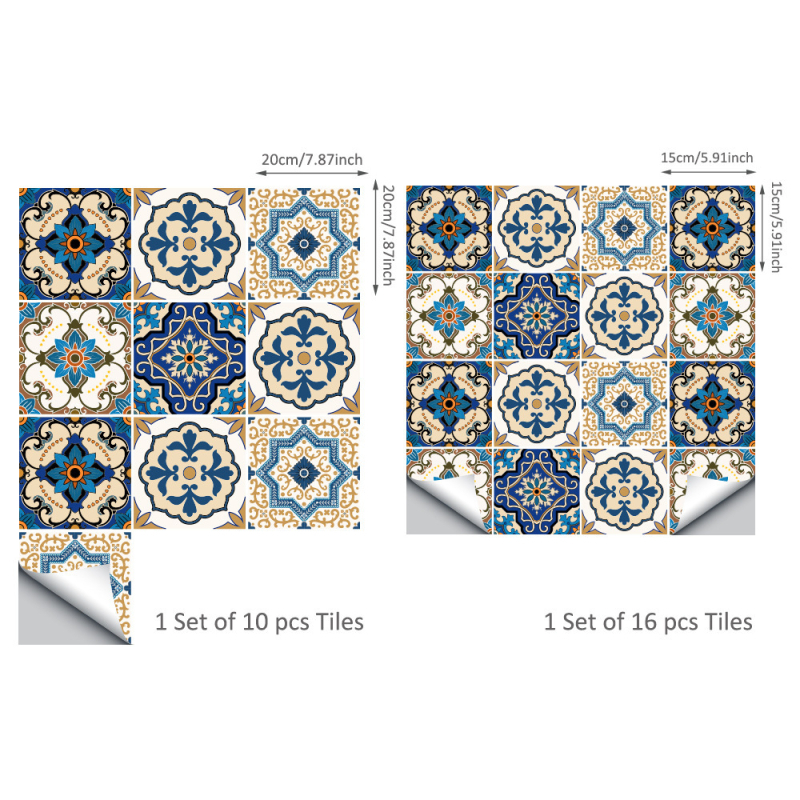 Funlife марокански стил геометричен PVC водоустойчив стенен стикер – плосък дизайн за дневна, спалня, кухня и баня, 5+ панели