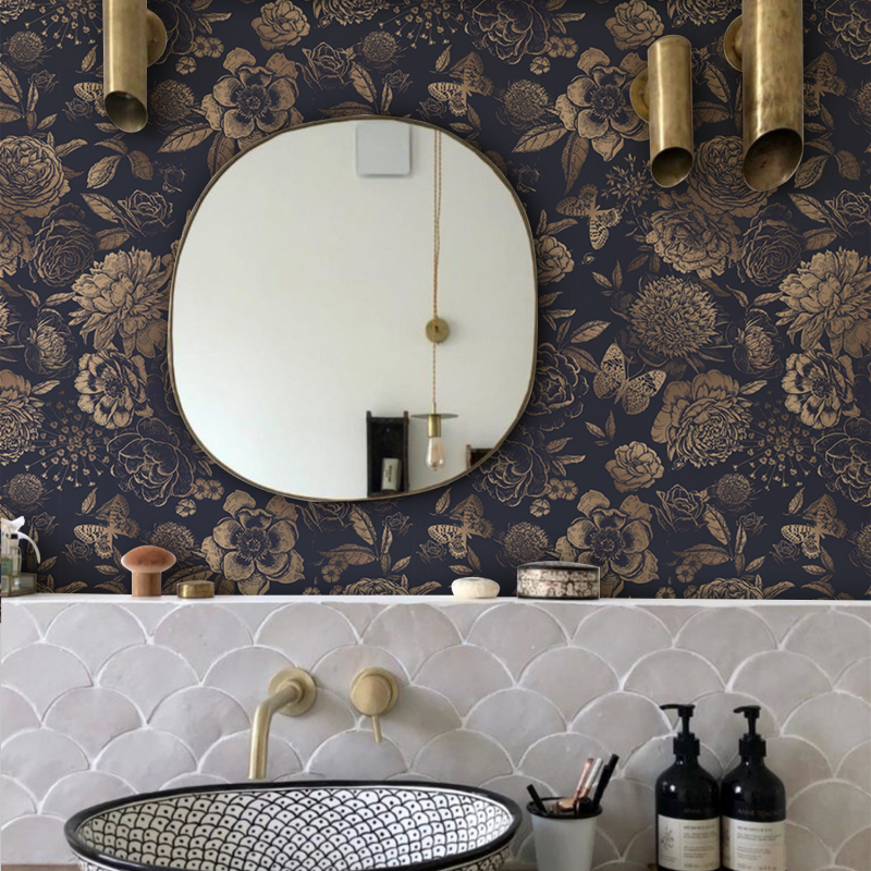 Funlife bešuvinis tapetų rulonas sienoms – PVC, gėlių raštas, šviesusis prabangos stilius, dekoratyvinis pagerinimas