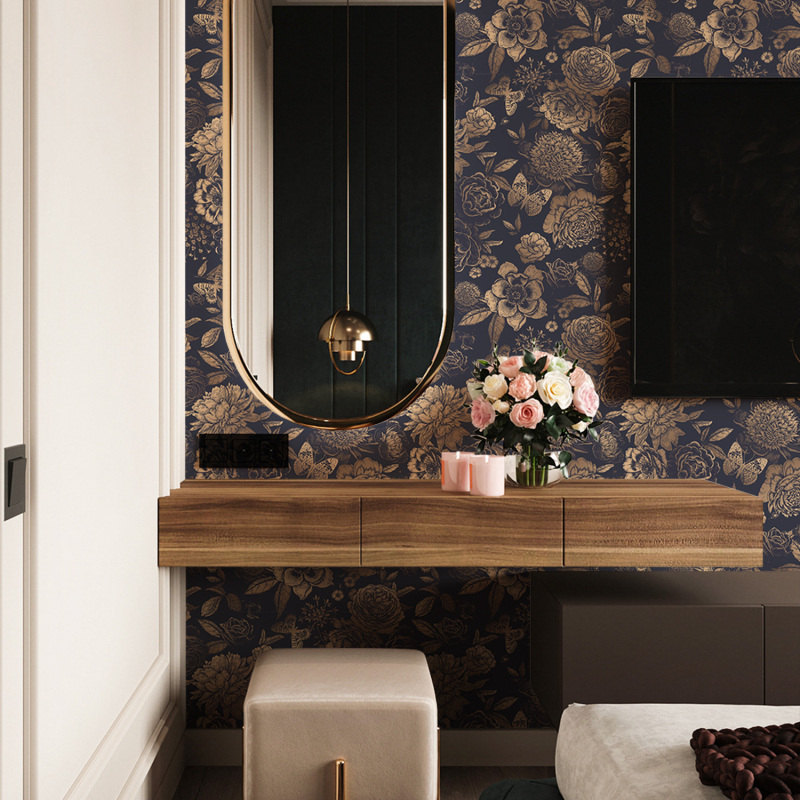 Funlife bešuvinis tapetų rulonas sienoms – PVC, gėlių raštas, šviesusis prabangos stilius, dekoratyvinis pagerinimas