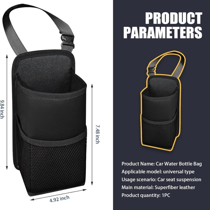 Automobilio sėdynės šono puodelio laikiklis ir daugelio funkcijų laikymo krepšys – oda, modelis 128, kelionė