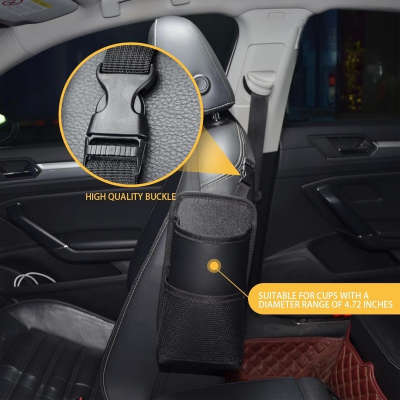 Automobilio sėdynės šono puodelio laikiklis ir daugelio funkcijų laikymo krepšys – oda, modelis 128, kelionė