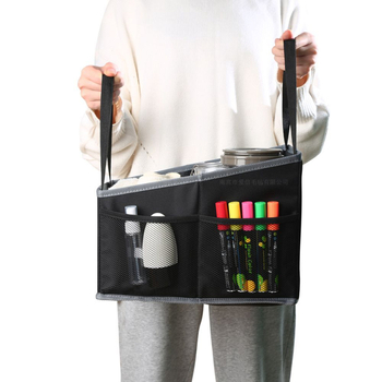 Összecsukható autós tároló doboz Oxford anyagból, vízálló, univerzális, középső üléshez illeszkedik, rendező