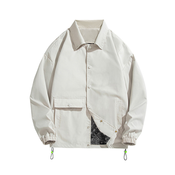 Pánska kabát v kórejskom štýle, so zipsom, voľný strih, dlhé rukávy, polyesterová zmes