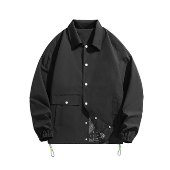 Pánska kabát v kórejskom štýle, so zipsom, voľný strih, dlhé rukávy, polyesterová zmes