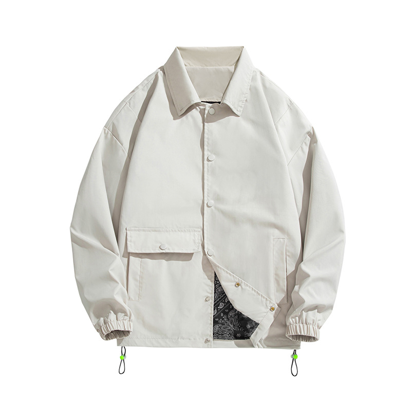 Pánska kabát v kórejskom štýle, so zipsom, voľný strih, dlhé rukávy, polyesterová zmes