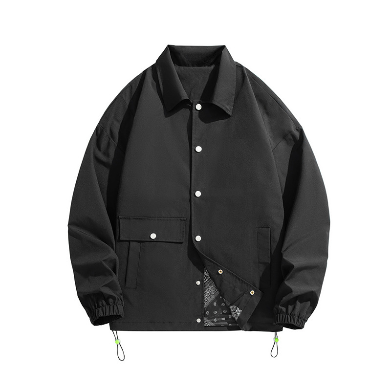 Pánska kabát v kórejskom štýle, so zipsom, voľný strih, dlhé rukávy, polyesterová zmes