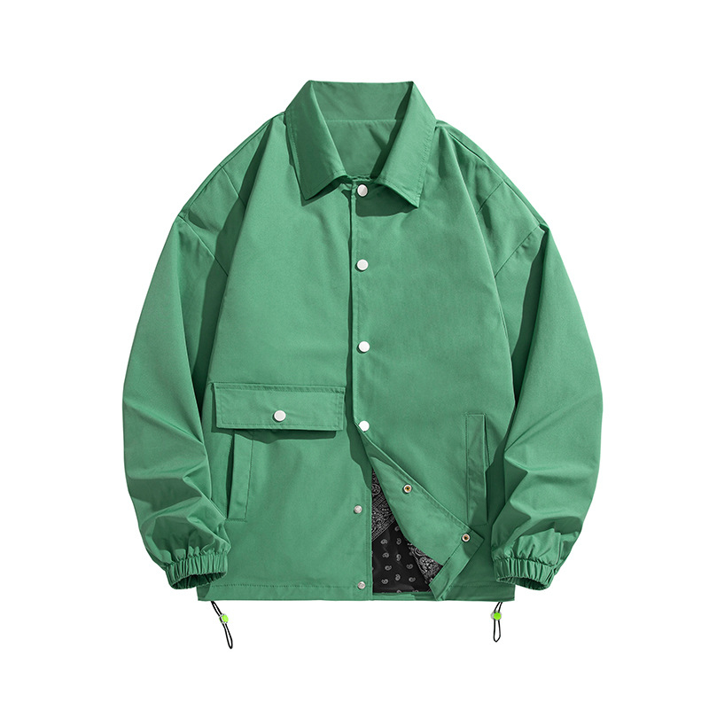 Pánska kabát v kórejskom štýle, so zipsom, voľný strih, dlhé rukávy, polyesterová zmes