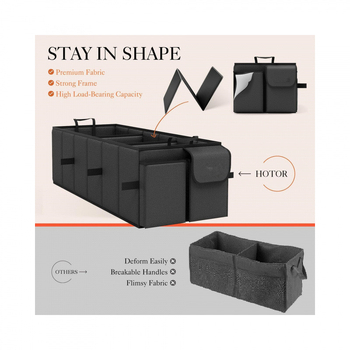 Τσάντα αποθήκευσης πορτμπαγκάζ αυτοκινήτου, 58L, 3 διαμερίσματα, αναδιπλούμενη, με λαβή, πολυεστέρας