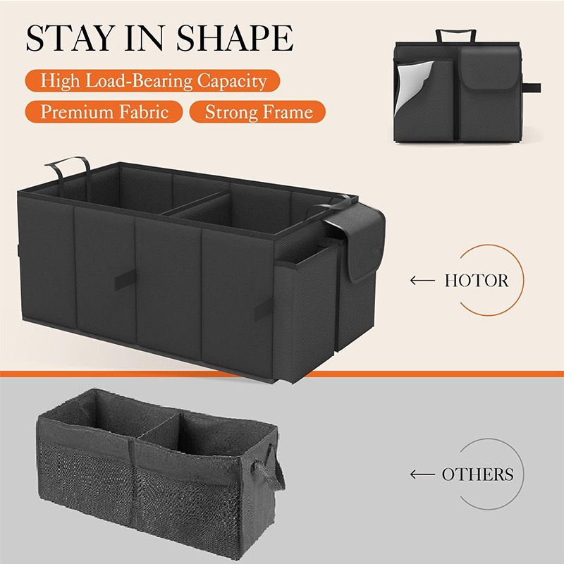 Autócsomagtartó tárolótáska, 58L, 3 rekesz, összecsukható, fogantyúval, poliészter