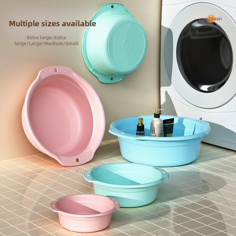 Πλαστική λεκάνη πλυσίματος με ενισχυμένες διπλές λαβές, ανθεκτική στις πτώσεις; πολυχρηστική για ποδόλουτρο, πλύσιμο ρούχων και πλύσιμο λαχανικών/πιάτων; καθαρό βάρος 0,3 kg; μικτό βάρος 0,5 kg.