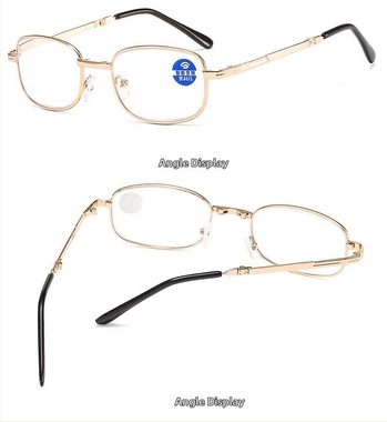 Γυαλιά ανάγνωσης με μεταλλικό πλήρες πλαίσιο και φακούς από ρητίνη, στυλ κουτιού