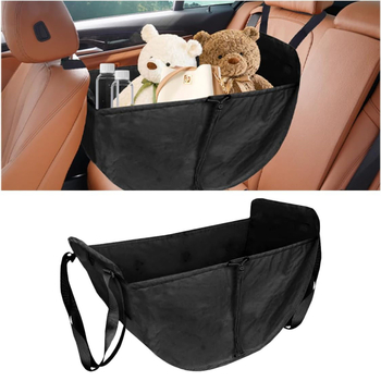Κρεμάστρα αποθήκευσης για την πίσω όψη του καθίσματος αυτοκινήτου — ύφασμα, αδιάβροχη, με λαβή, εκτύπωση λογότυπου, για μεσαία θέση του καθίσματος