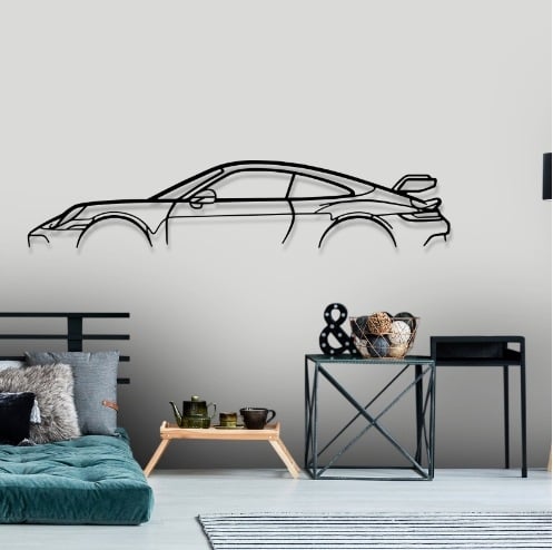 Metalna zidna umjetnost – silueta sportskog automobila za zidnu dekoraciju; Marka: Sheng Ji-hyun; Materijal: metal; Kategorija: Geometrija; Pakiranje: karton