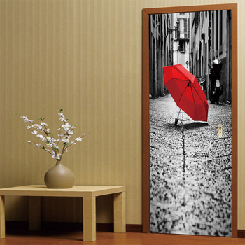 Αυτοκόλλητα τοίχου - Δημιουργικά 3D αυτοκόλλητα πόρτας, αυτοκόλλητα με κόλλα, PVC, 2 πάνελ, για σαλόνι, υπνοδωμάτιο, μελέτη, είσοδο, εστιατόριο, εμπορικούς χώρους, μοντέρνο μινιμαλιστικό στυλ