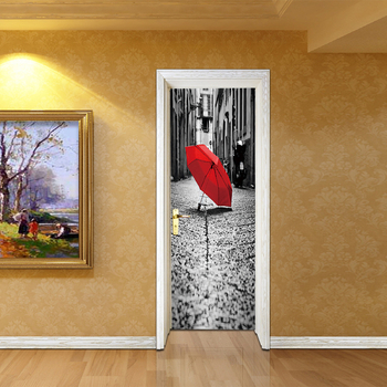 Αυτοκόλλητα τοίχου - Δημιουργικά 3D αυτοκόλλητα πόρτας, αυτοκόλλητα με κόλλα, PVC, 2 πάνελ, για σαλόνι, υπνοδωμάτιο, μελέτη, είσοδο, εστιατόριο, εμπορικούς χώρους, μοντέρνο μινιμαλιστικό στυλ