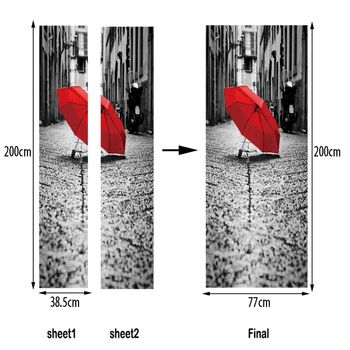 Αυτοκόλλητα τοίχου - Δημιουργικά 3D αυτοκόλλητα πόρτας, αυτοκόλλητα με κόλλα, PVC, 2 πάνελ, για σαλόνι, υπνοδωμάτιο, μελέτη, είσοδο, εστιατόριο, εμπορικούς χώρους, μοντέρνο μινιμαλιστικό στυλ